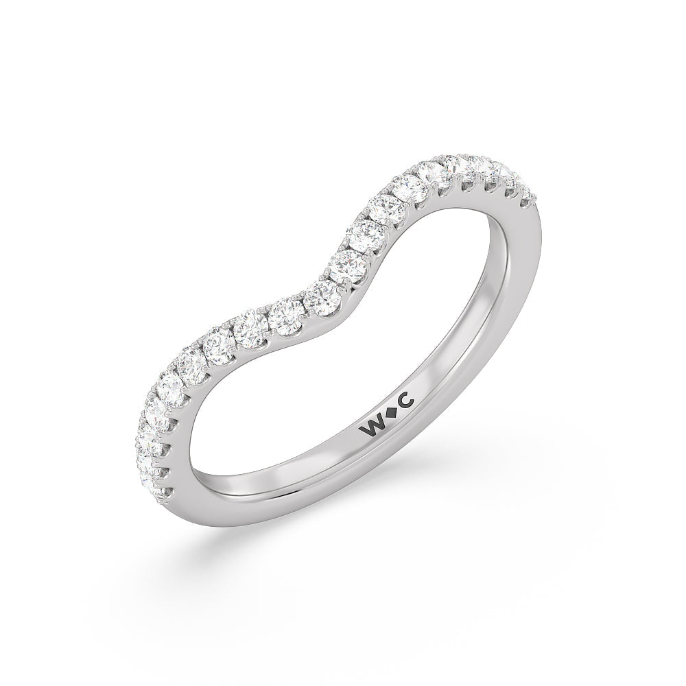 Elegance Hidden Halo Diamond Wedding Band with 18KT White Gold Cut Diamond in 14KT White Gold view 4
