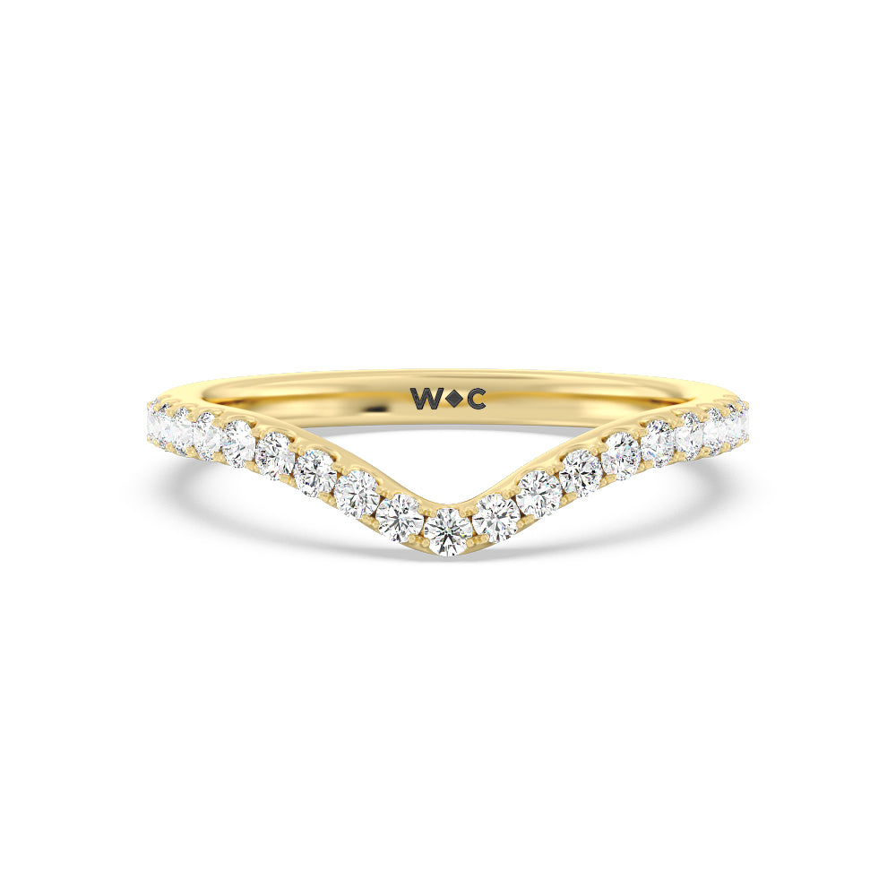 Elegance Hidden Halo Diamond Wedding Band with 18KT Yellow Gold Cut Diamond in 14KT Yellow Gold view 1
