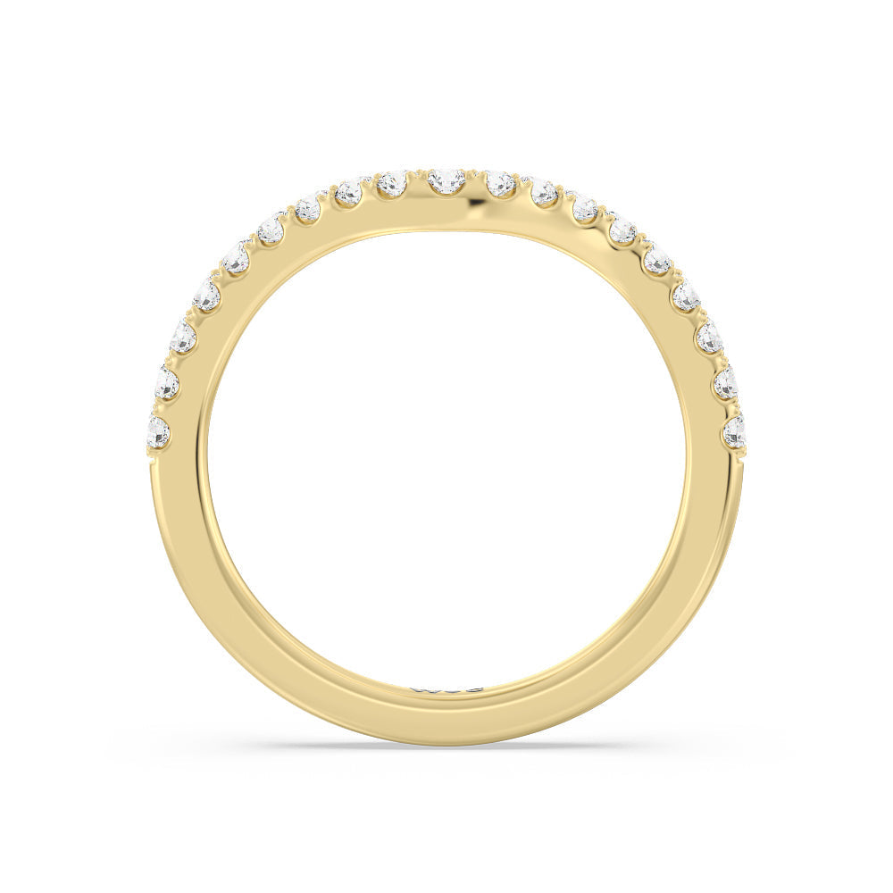 Elegance Hidden Halo Diamond Wedding Band with 18KT Yellow Gold Cut Diamond in 14KT Yellow Gold view 2
