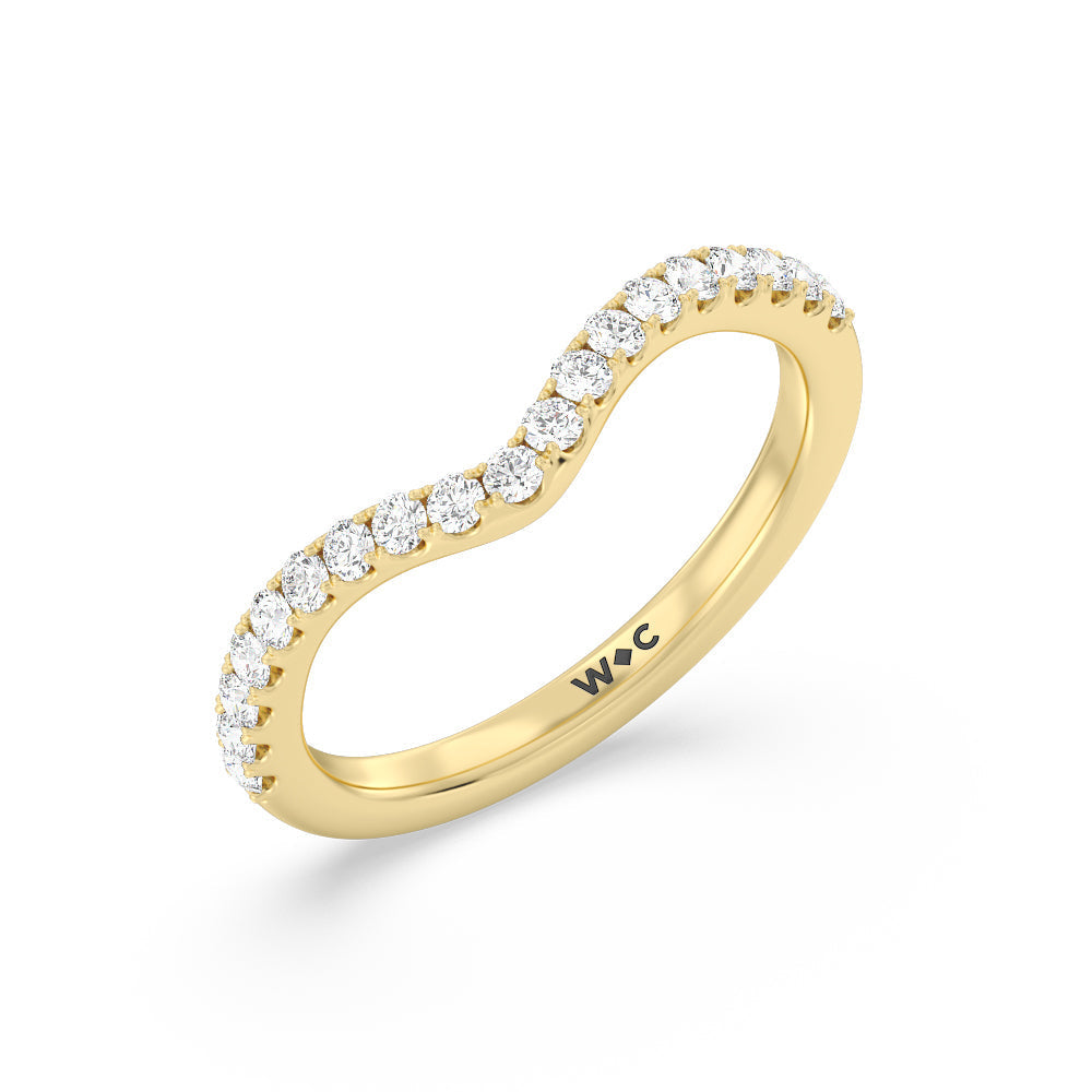 Elegance Hidden Halo Diamond Wedding Band with 18KT Yellow Gold Cut Diamond in 14KT Yellow Gold view 4
