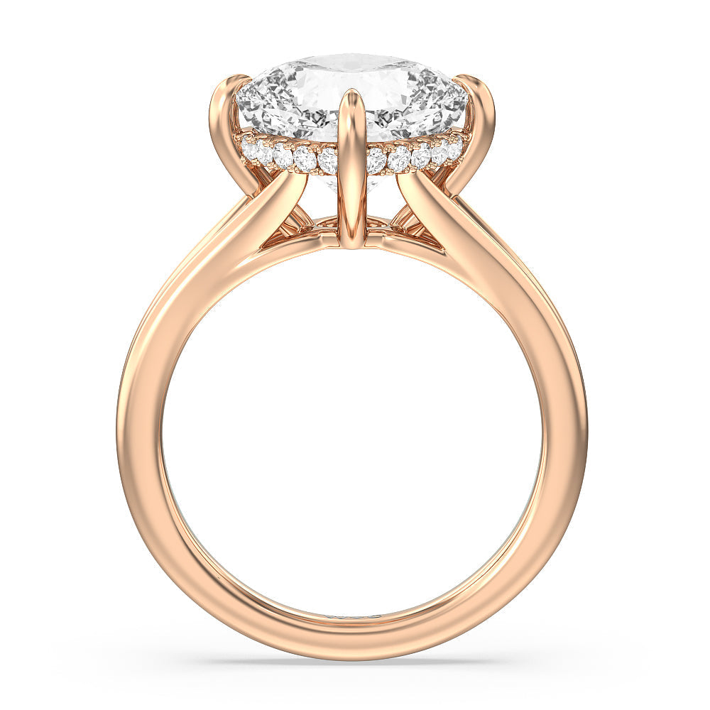 Cushion Cut Elegance Hidden Halo Engagement Ring with Lab Grown Diamond in 14KT Rose Gold view 2
