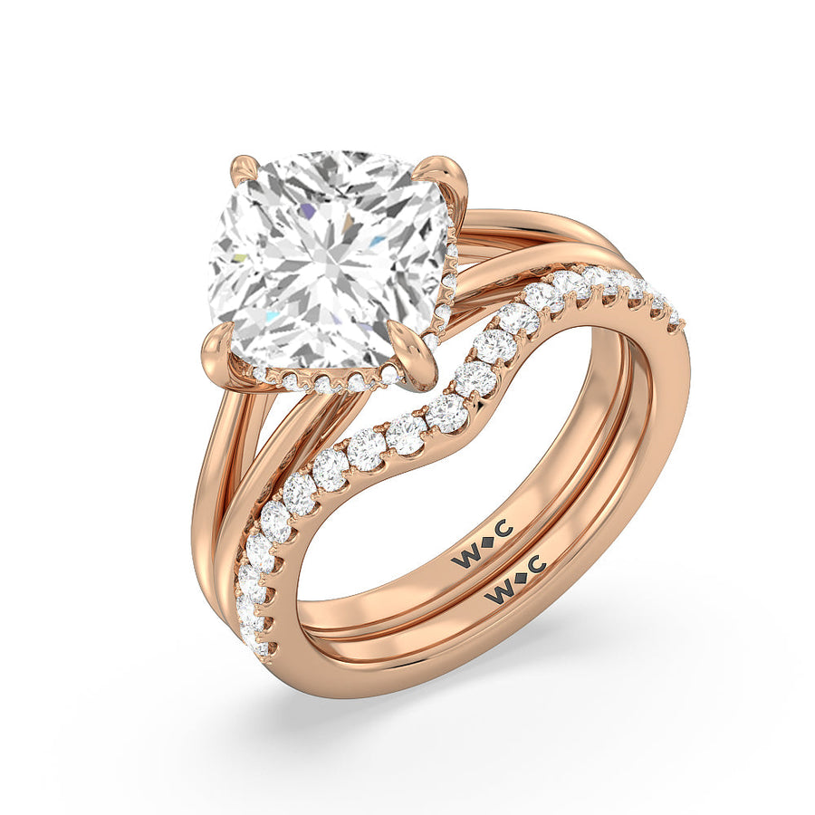 Oval Cut Elegance Hidden Halo Engagement Ring with Lab Grown Diamond in 14KT Rose Gold view 6
