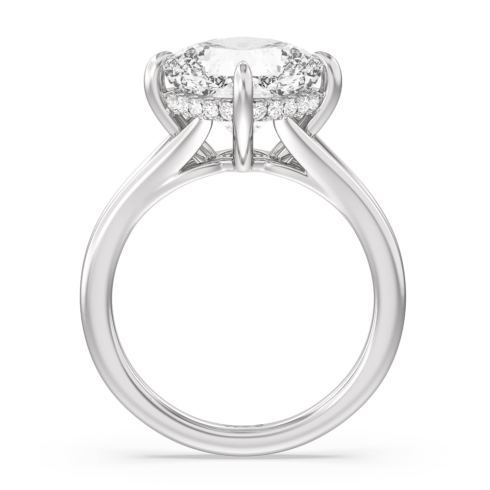 Cushion Cut Elegance Hidden Halo Engagement Ring with Lab Grown Diamond in 14KT Platinum view 2
