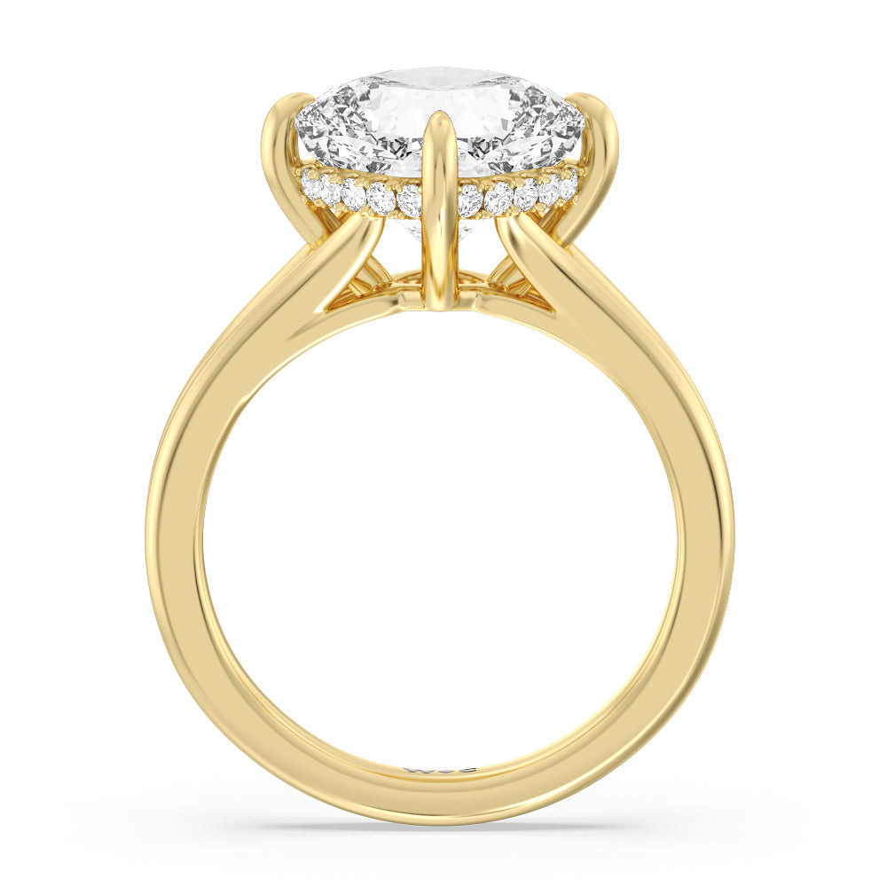 Cushion Cut Elegance Hidden Halo Engagement Ring with Lab Grown Diamond in 14KT Yellow Gold view 2
