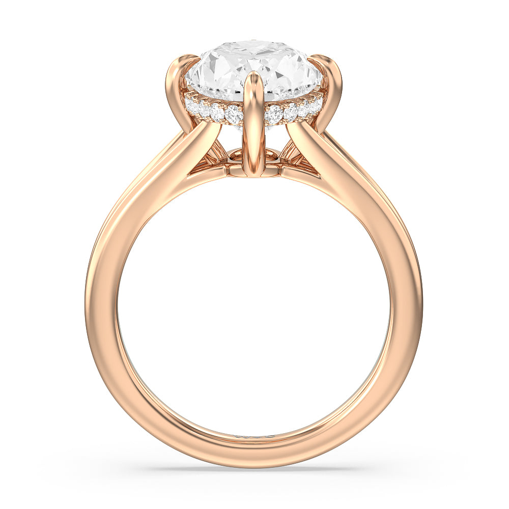 Oval Cut Elegance Hidden Halo Engagement Ring with Lab Grown Diamond in 14KT Rose Gold view 2
