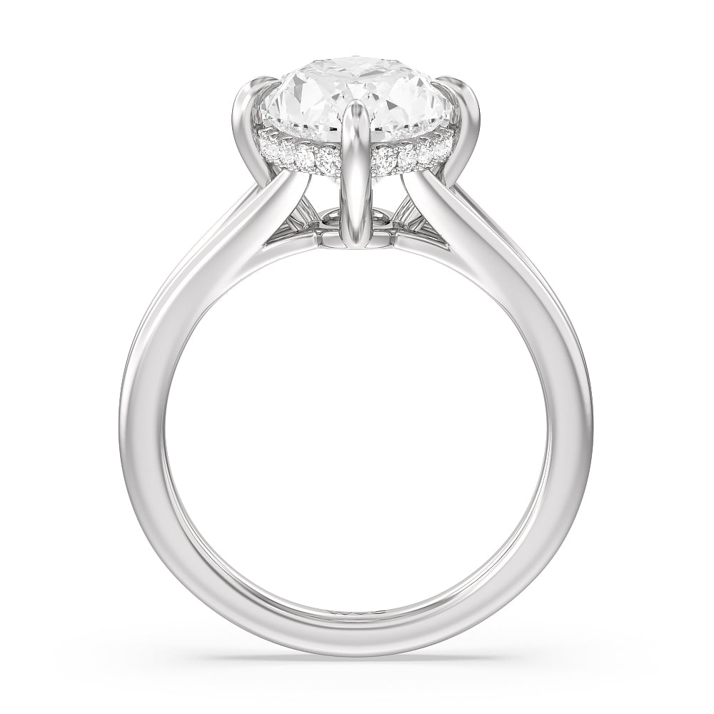 Oval Cut Elegance Hidden Halo Engagement Ring with Lab Grown Diamond in 14KT Platinum view 2
