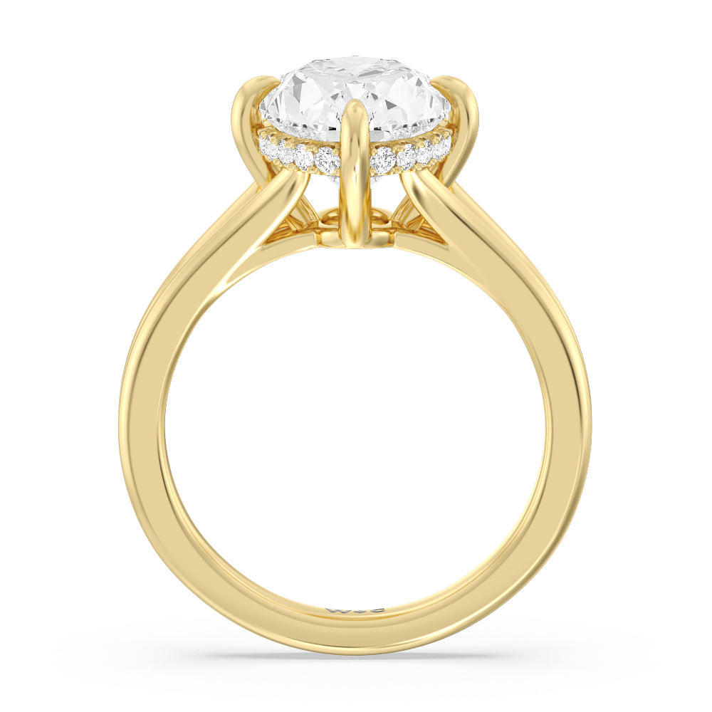Oval Cut Elegance Hidden Halo Engagement Ring with Lab Grown Diamond in 14KT Yellow Gold view 2
