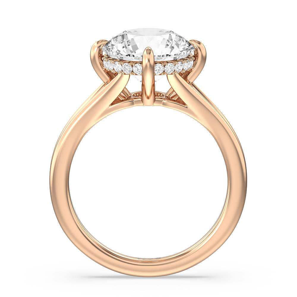 Round Cut Elegance Hidden Halo Engagement Ring with Lab Grown Diamond in 14KT Rose Gold view 2
