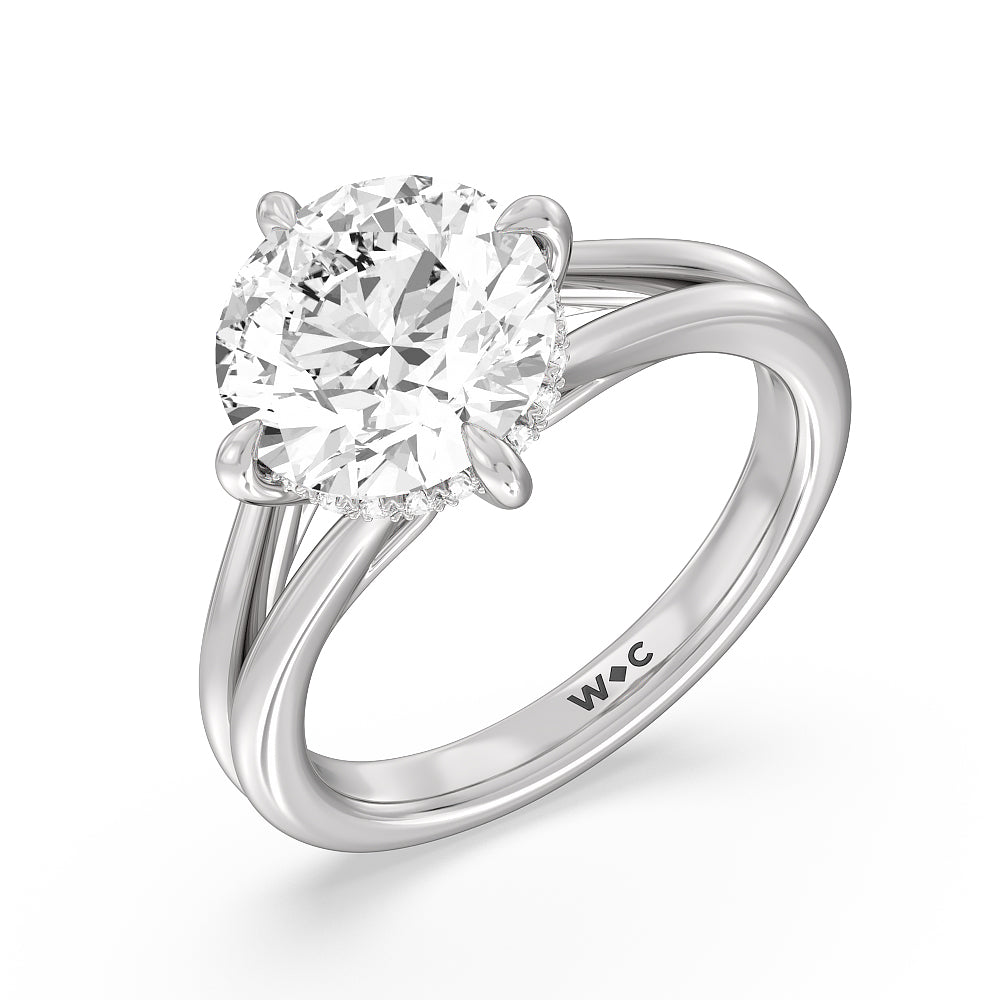 Round Cut Elegance Hidden Halo Engagement Ring with Lab Grown Diamond in 14KT Platinum view 3

