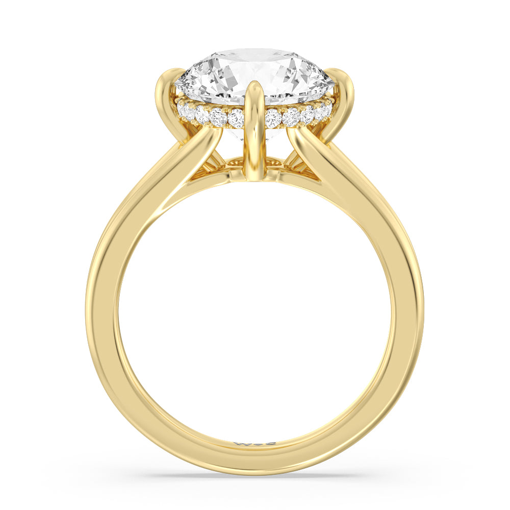 Round Cut Elegance Hidden Halo Engagement Ring with Lab Grown Diamond in 14KT Yellow Gold view 2
