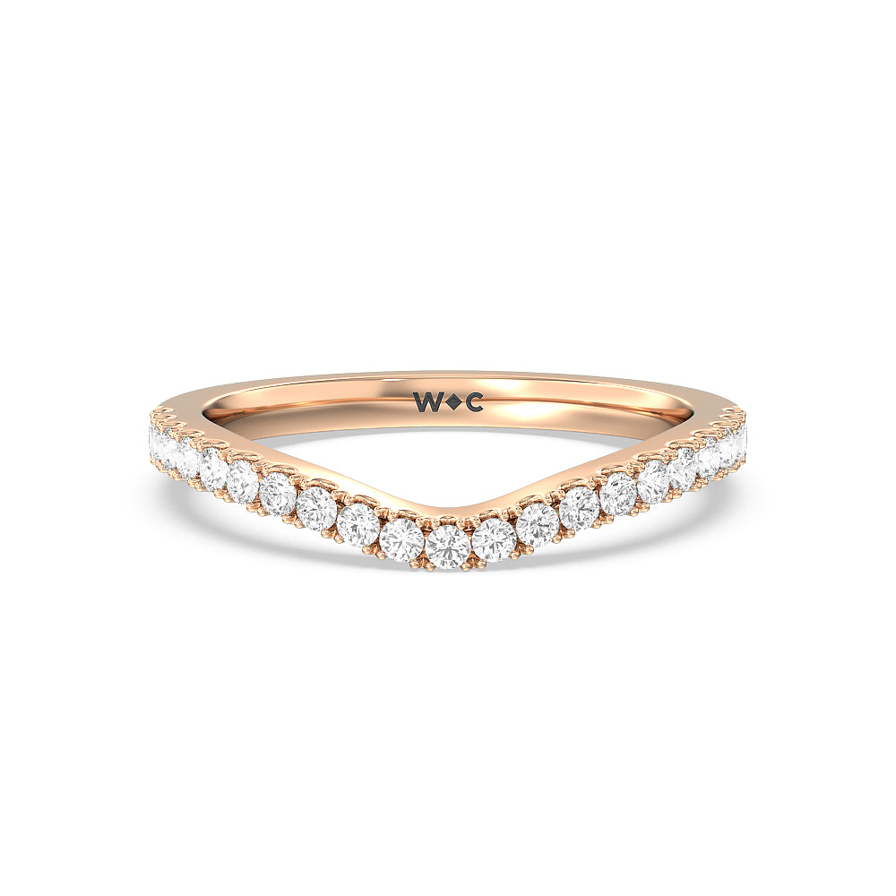 Elegance Pear Side Stone Diamond Wedding Band with 18KT Rose Gold Cut Diamond in 14KT Rose Gold view 1
