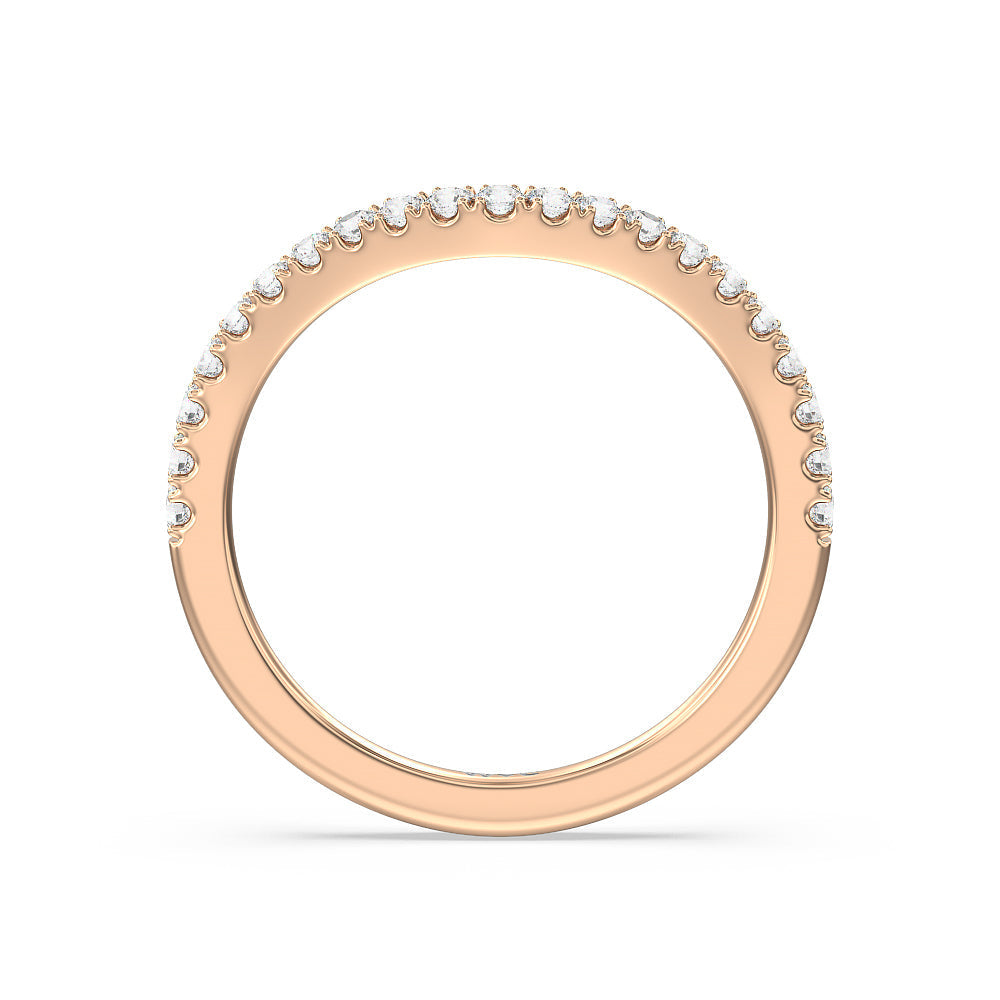 Elegance Pear Side Stone Diamond Wedding Band with 18KT Rose Gold Cut Diamond in 14KT Rose Gold view 2
