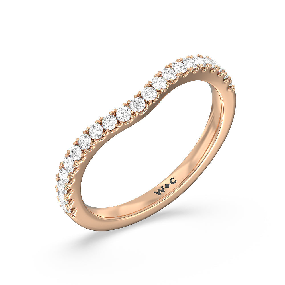 Elegance Pear Side Stone Diamond Wedding Band with 18KT Rose Gold Cut Diamond in 14KT Rose Gold view 3
