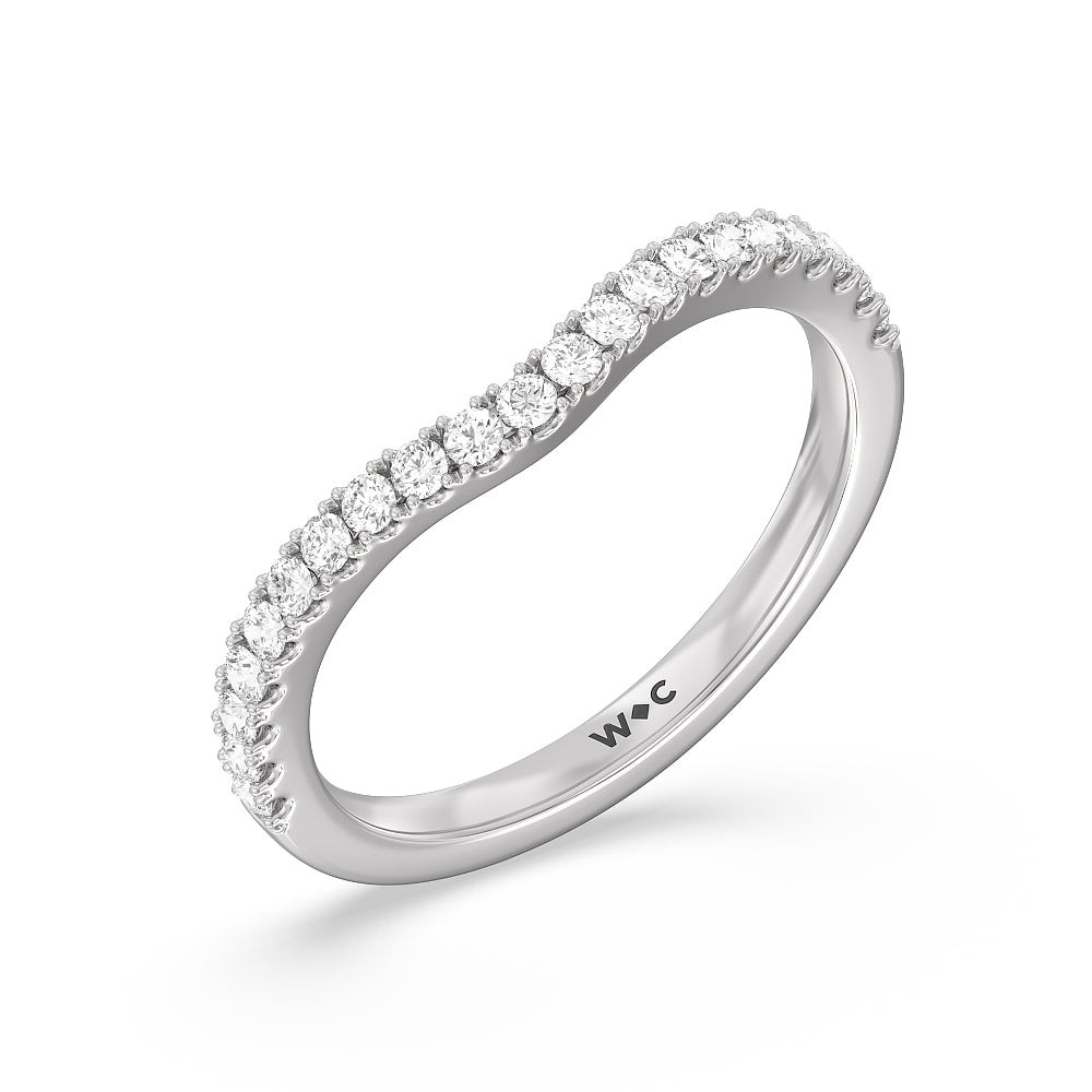 Elegance Pear Side Stone Diamond Wedding Band with 18KT White Gold Cut Diamond in 14KT White Gold view 3
