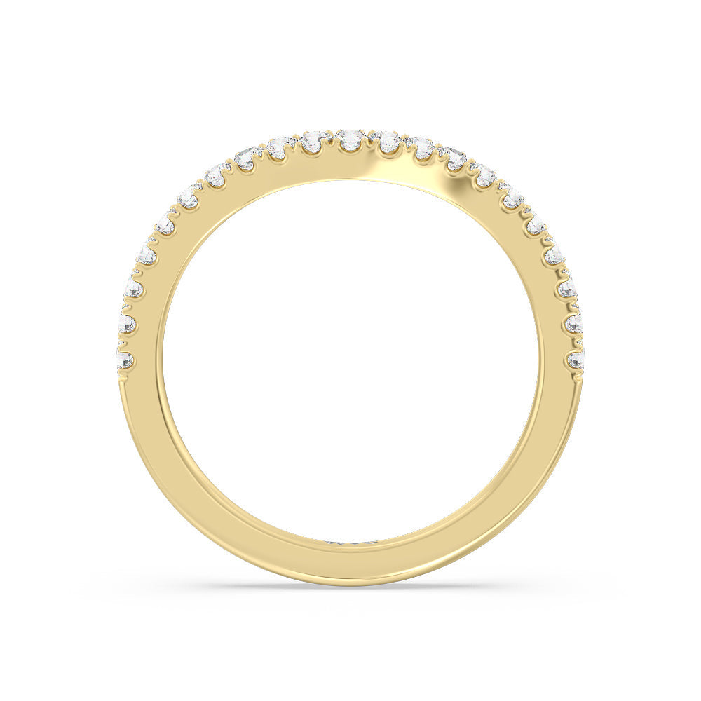 Elegance Pear Side Stone Diamond Wedding Band with 18KT Yellow Gold Cut Diamond in 14KT Yellow Gold view 2
