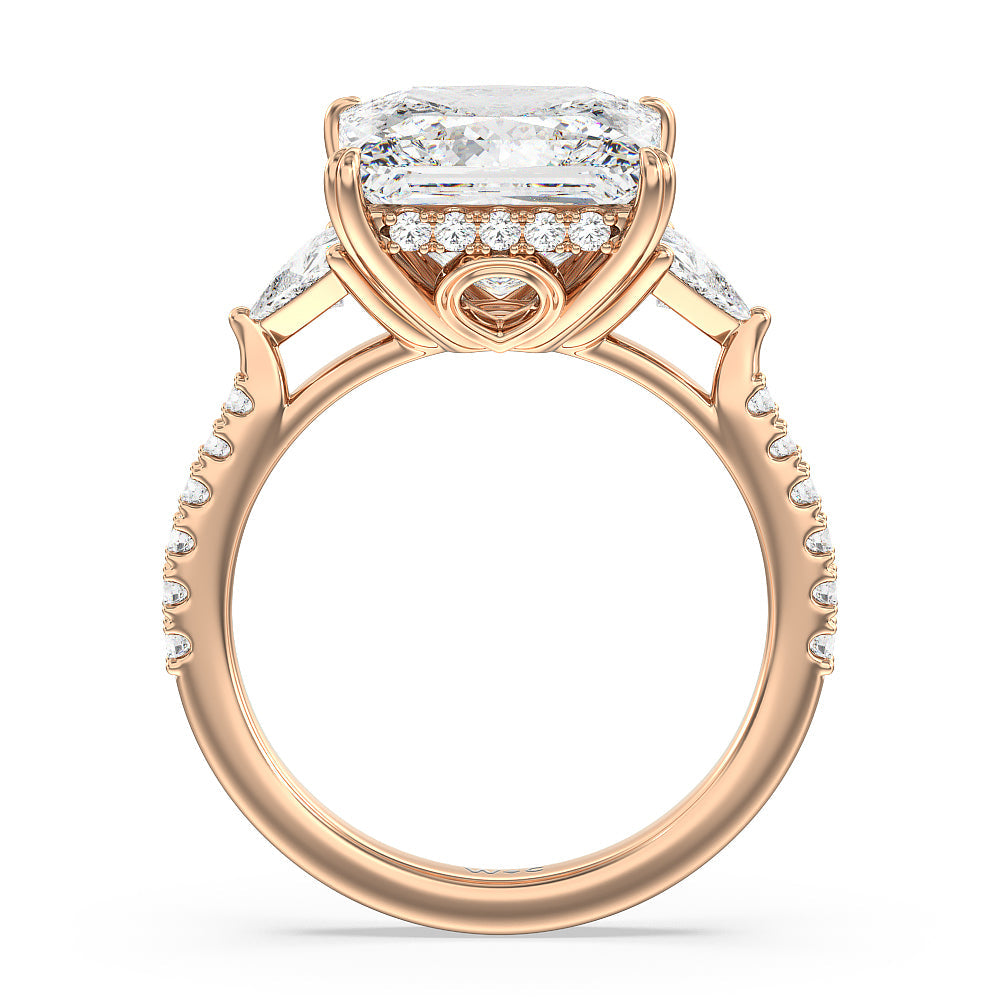 Princess Cut Elegance Trillion Diamond Three Stone Engagement Ring with Lab Grown Diamond in 14KT Rose Gold view 2
