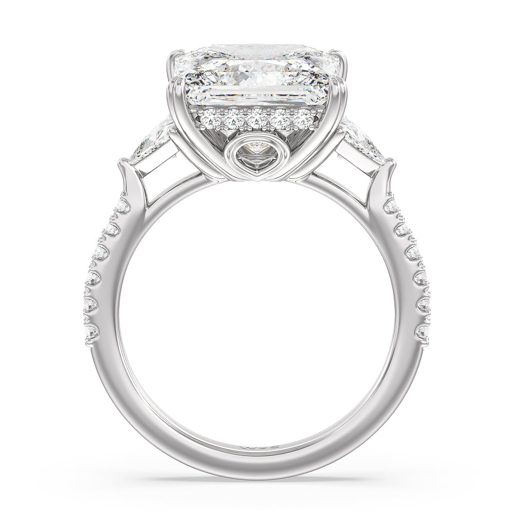 Princess Cut Elegance Trillion Diamond Three Stone Engagement Ring with Lab Grown Diamond in 14KT Platinum view 2
