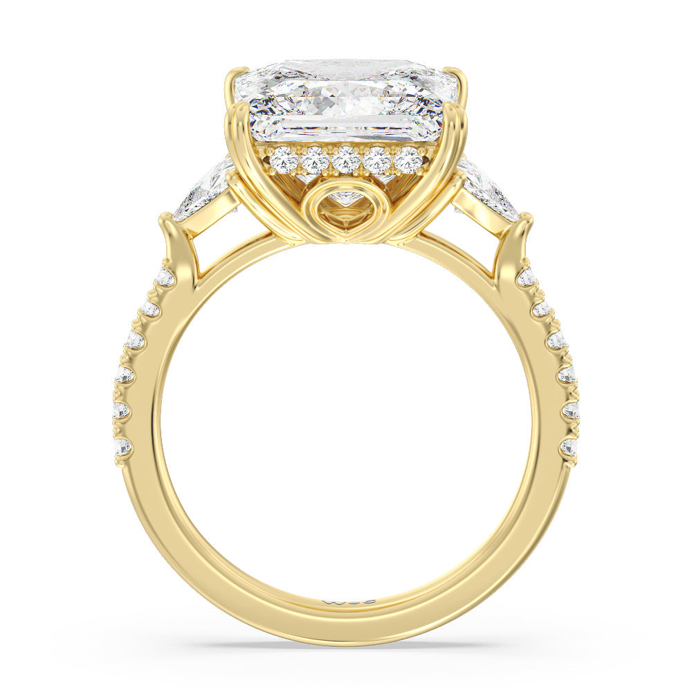 Princess Cut Elegance Trillion Diamond Three Stone Engagement Ring with Lab Grown Diamond in 14KT Yellow Gold view 2
