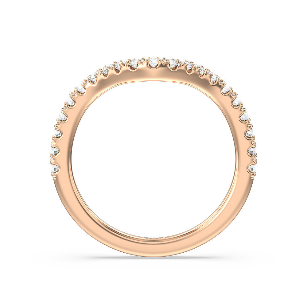 Elegance Trillion Diamond Three Stone Wedding Band with 18KT Rose Gold Cut Diamond in 14KT Rose Gold view 2
