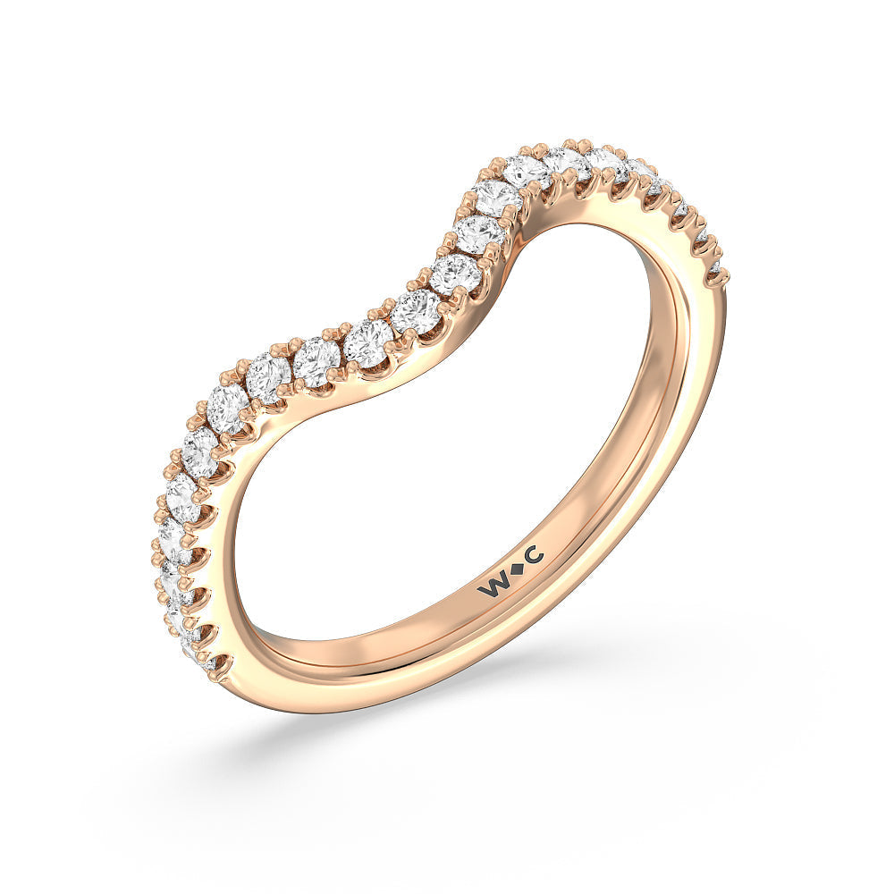 Elegance Trillion Diamond Three Stone Wedding Band with 18KT Rose Gold Cut Diamond in 14KT Rose Gold view 4
