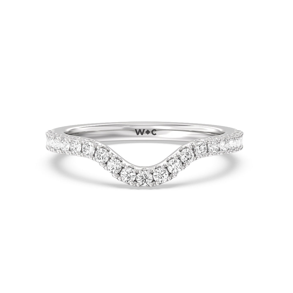 Elegance Trillion Diamond Three Stone Wedding Band with 18KT White Gold Cut Diamond in 14KT White Gold view 1
