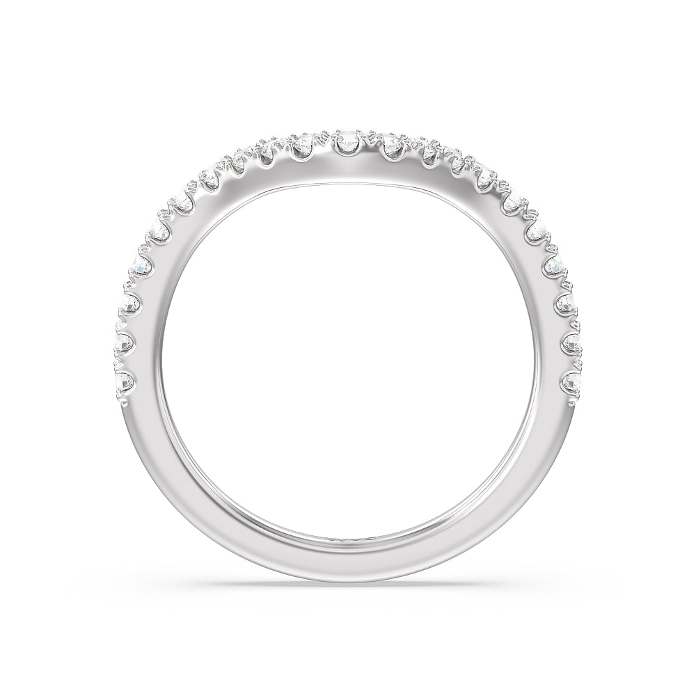 Elegance Trillion Diamond Three Stone Wedding Band with 18KT White Gold Cut Diamond in 14KT White Gold view 2
