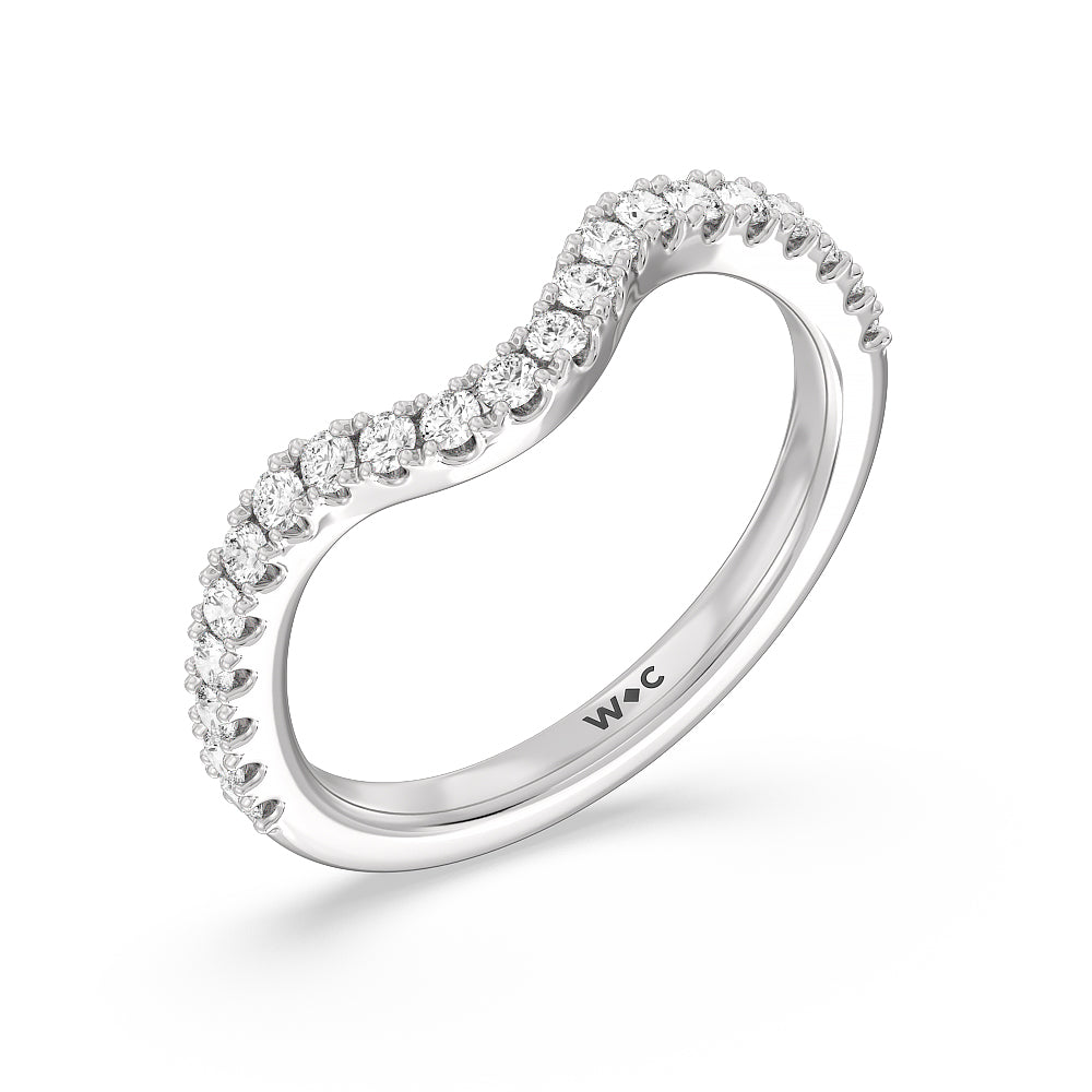 Elegance Trillion Diamond Three Stone Wedding Band with 18KT White Gold Cut Diamond in 14KT White Gold view 4
