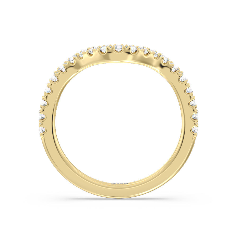 Elegance Trillion Diamond Three Stone Wedding Band with 18KT Yellow Gold Cut Diamond in 14KT Yellow Gold view 2
