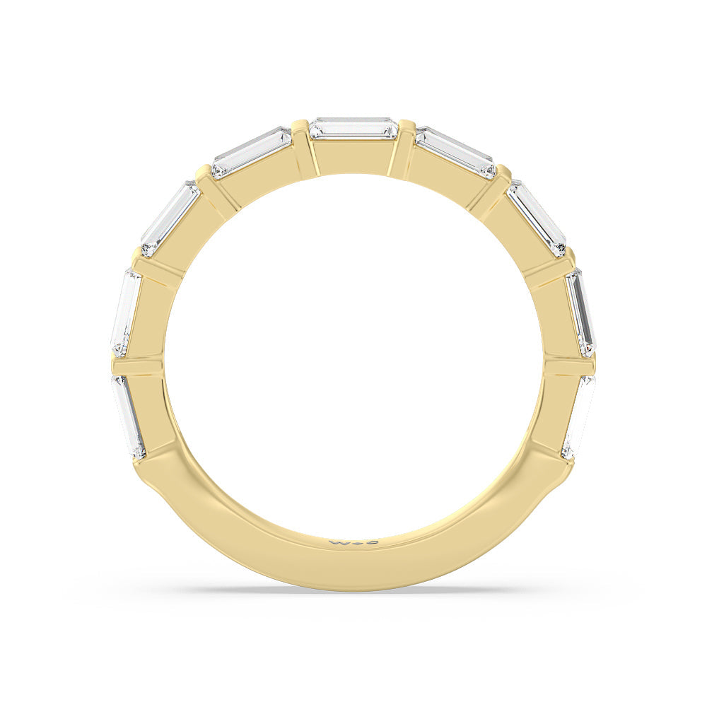 Elegance Twin Baguette Side Stone Diamond Wedding Band with 18KT Yellow Gold Cut Diamond in 14KT Yellow Gold view 2
