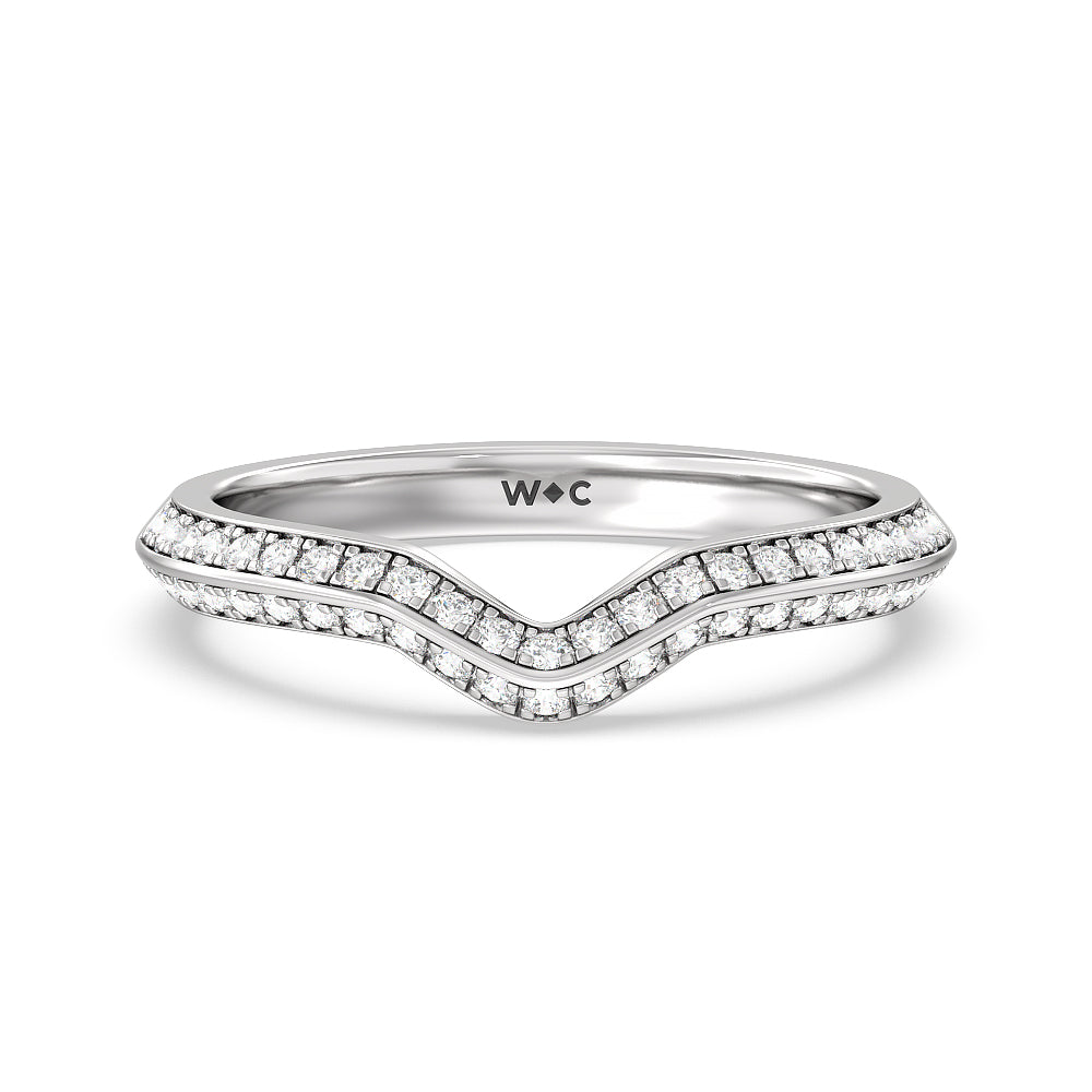 Elegance Trillion Three Stone Diamond Wedding Band with 18KT White Gold Cut Diamond in 14KT White Gold view 1
