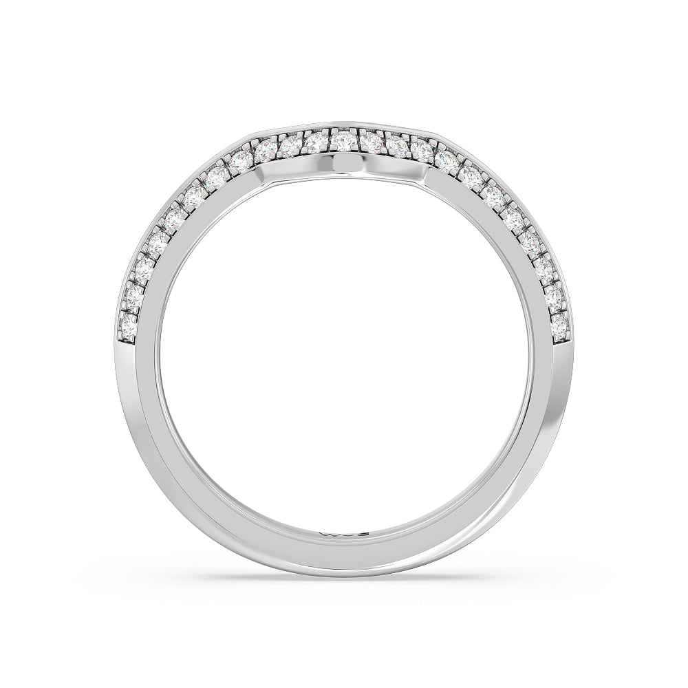 Elegance Trillion Three Stone Diamond Wedding Band with 18KT White Gold Cut Diamond in 14KT White Gold view 2
