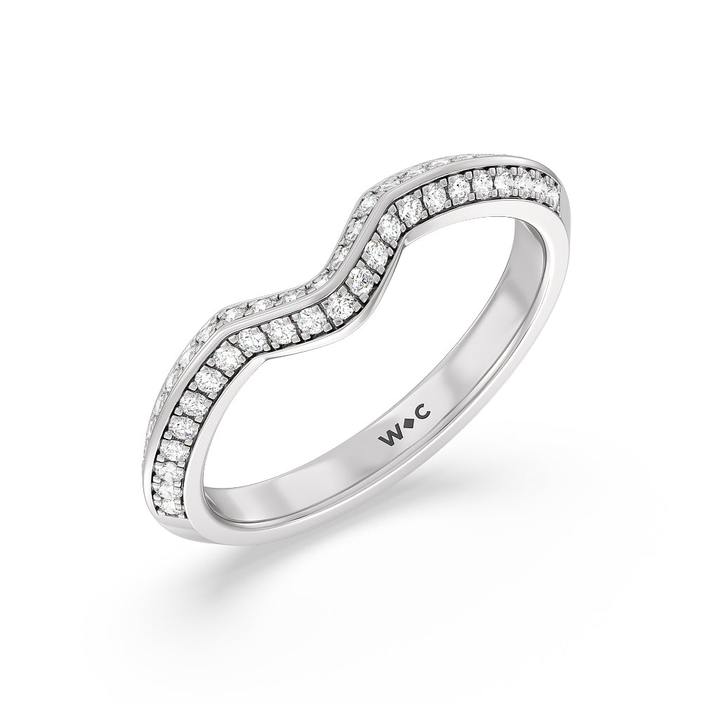 Elegance Trillion Three Stone Diamond Wedding Band with 18KT White Gold Cut Diamond in 14KT White Gold view 4
