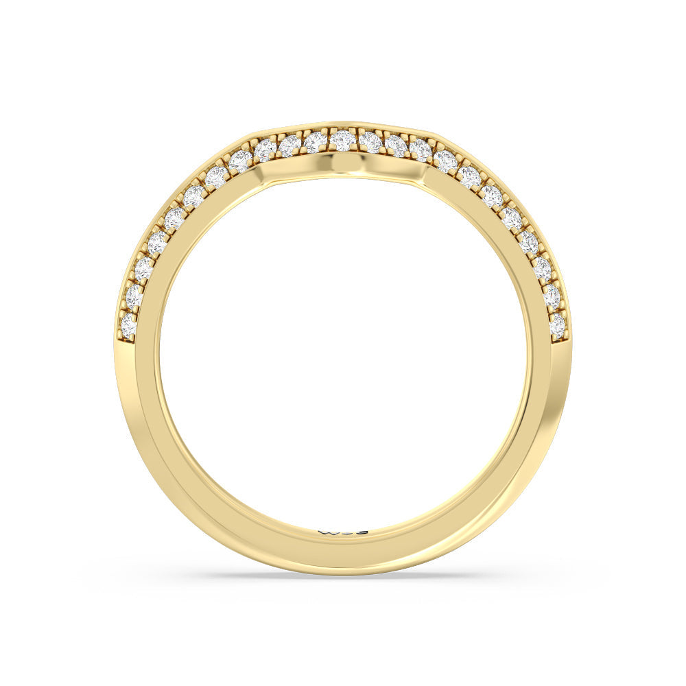 Elegance Trillion Three Stone Diamond Wedding Band with 18KT Yellow Gold Cut Diamond in 14KT Yellow Gold view 2
