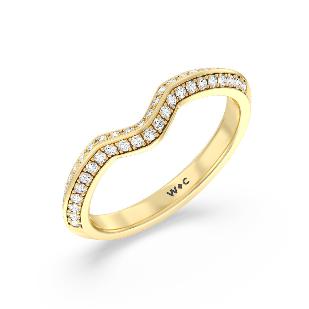Elegance Trillion Three Stone Diamond Wedding Band with 18KT Yellow Gold Cut Diamond in 14KT Yellow Gold view 4
