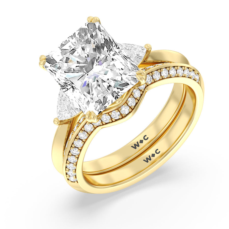 Oval Cut Elegance Trillion Three Stone Engagement Ring with Lab Grown Diamond in 14KT Rose Gold view 5
