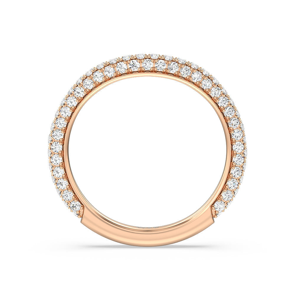 Elegance Diamond Studded Gallery Hidden Halo Diamond Wedding Band with 18KT Rose Gold Cut Diamond in 14KT Rose Gold view 2
