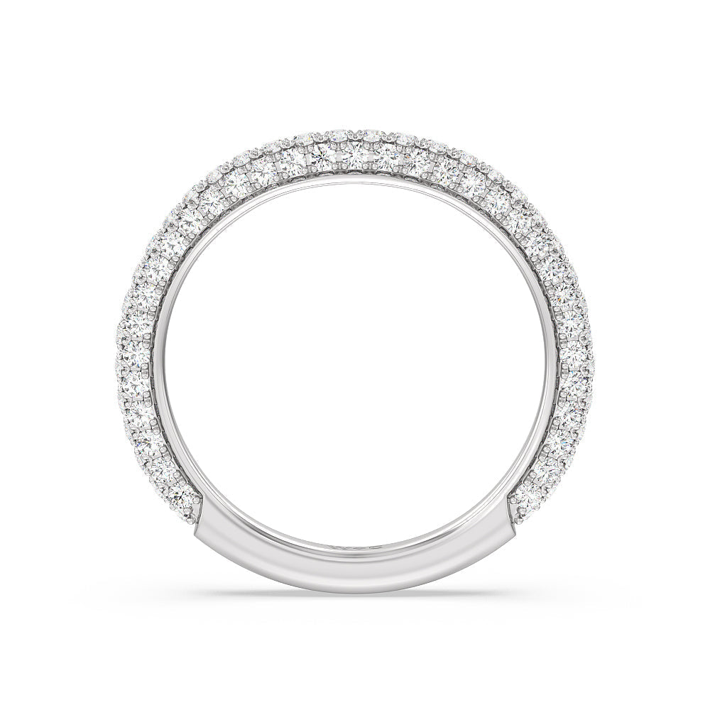 Elegance Diamond Studded Gallery Hidden Halo Diamond Wedding Band with 18KT White Gold Cut Diamond in 14KT White Gold view 2
