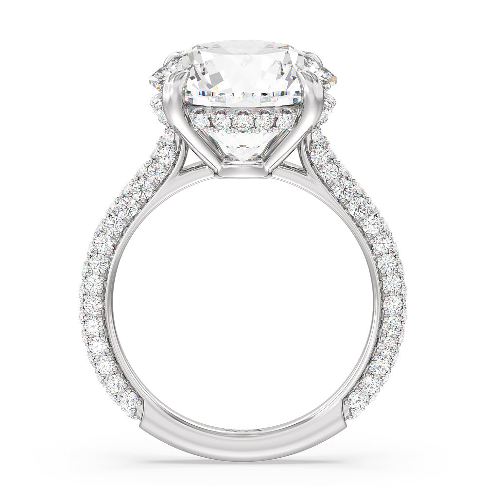 Round Cut Elegance Diamond Studded Gallery Hidden Halo Engagement Ring with Lab Grown Diamond in 14KT Platinum view 2
