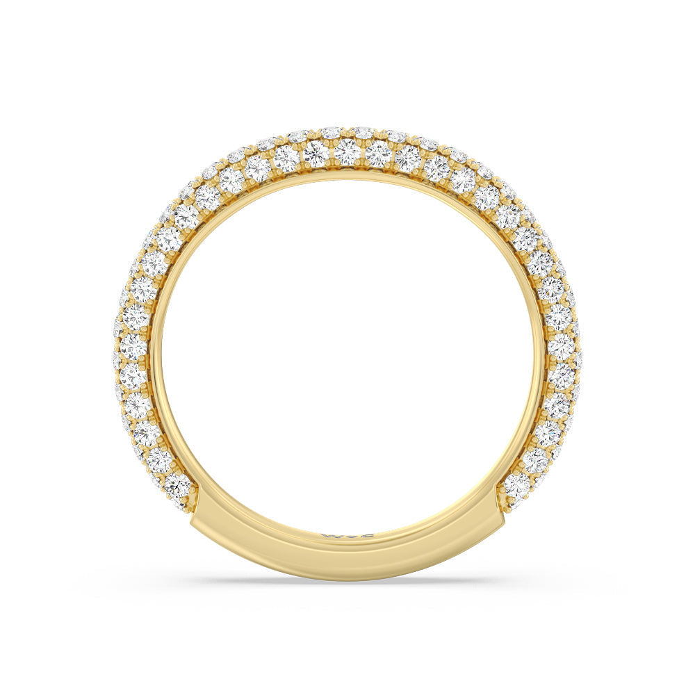 Elegance Diamond Studded Gallery Hidden Halo Diamond Wedding Band with 18KT Yellow Gold Cut Diamond in 14KT Yellow Gold view 2
