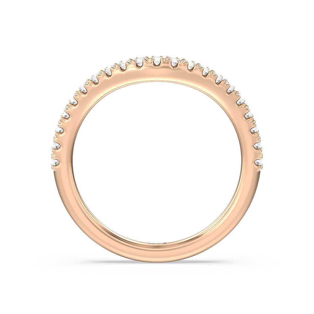 Elegance Emerald Cut Side Stone Diamond Wedding Band with 18KT Rose Gold Cut Diamond in 14KT Rose Gold view 2
