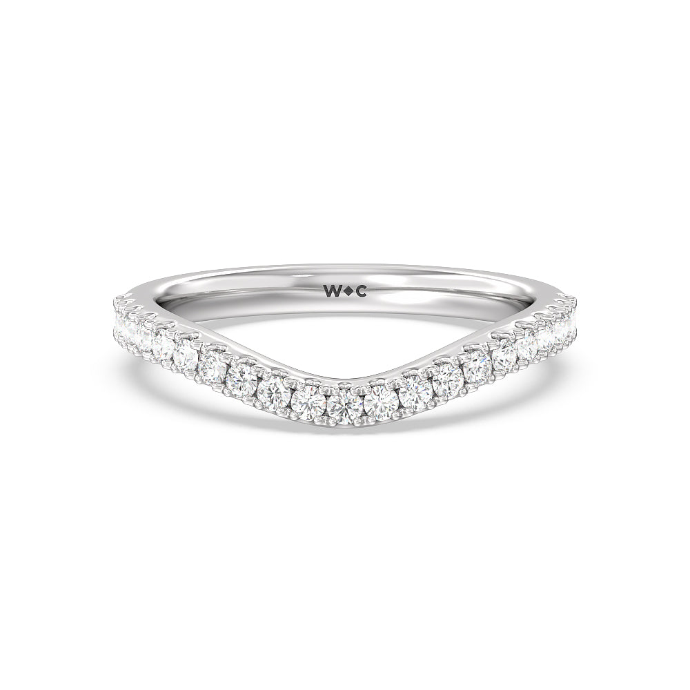 Elegance Emerald Cut Side Stone Diamond Wedding Band with 18KT White Gold Cut Diamond in 14KT White Gold view 1

