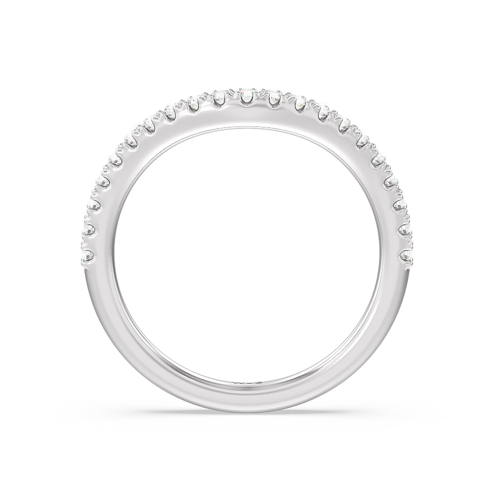 Elegance Emerald Cut Side Stone Diamond Wedding Band with 18KT White Gold Cut Diamond in 14KT White Gold view 2
