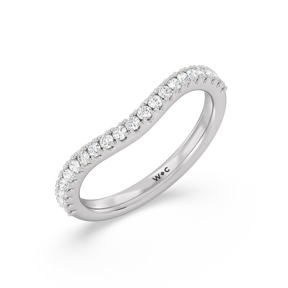 Elegance Emerald Cut Side Stone Diamond Wedding Band with 18KT White Gold Cut Diamond in 14KT White Gold view 4
