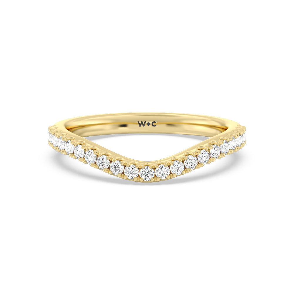 Elegance Emerald Cut Side Stone Diamond Wedding Band with 18KT Yellow Gold Cut Diamond in 14KT Yellow Gold view 1
