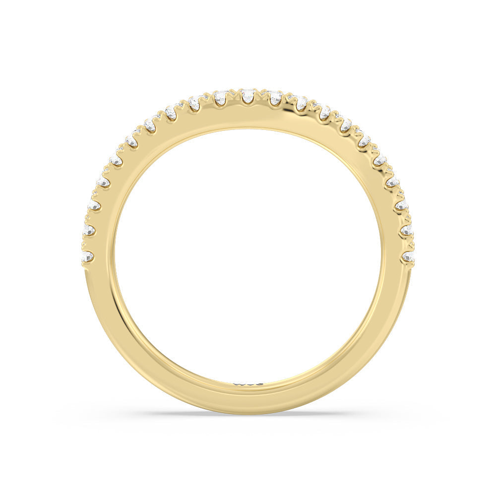 Elegance Emerald Cut Side Stone Diamond Wedding Band with 18KT Yellow Gold Cut Diamond in 14KT Yellow Gold view 2
