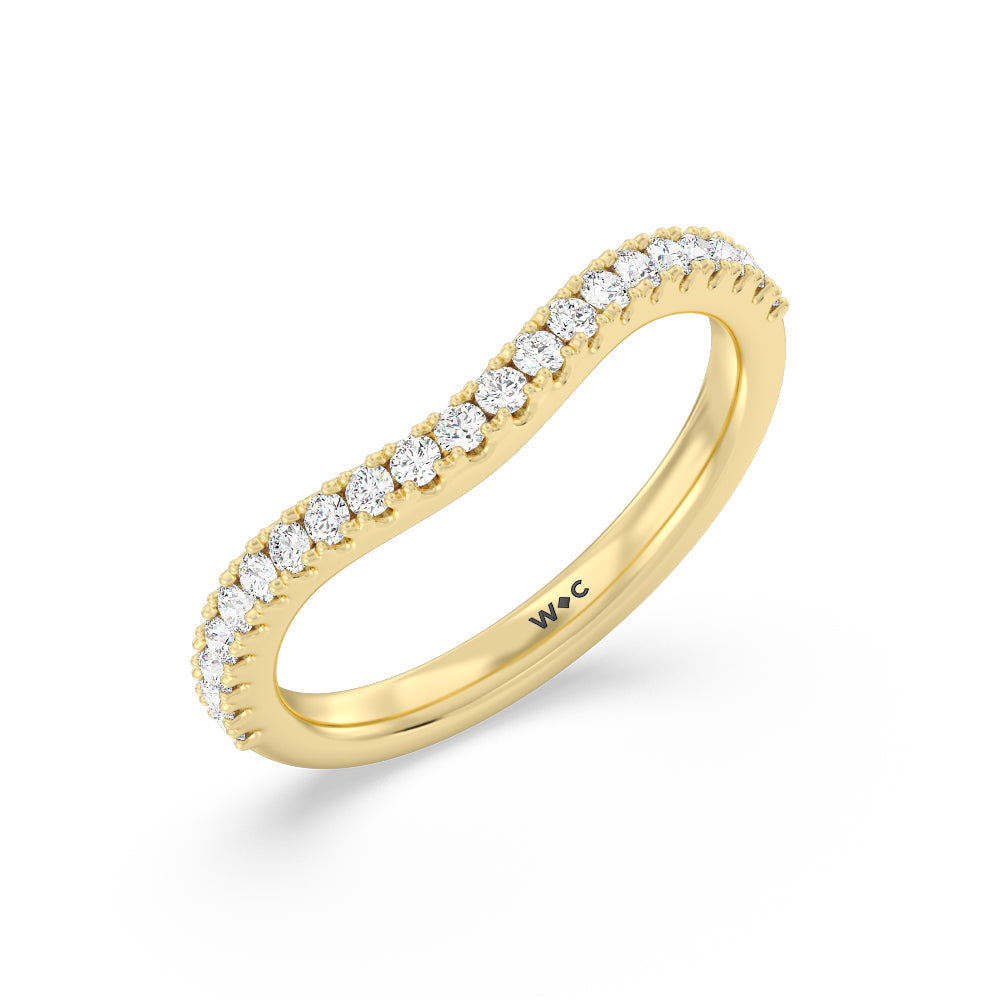 Elegance Emerald Cut Side Stone Diamond Wedding Band with 18KT Yellow Gold Cut Diamond in 14KT Yellow Gold view 4
