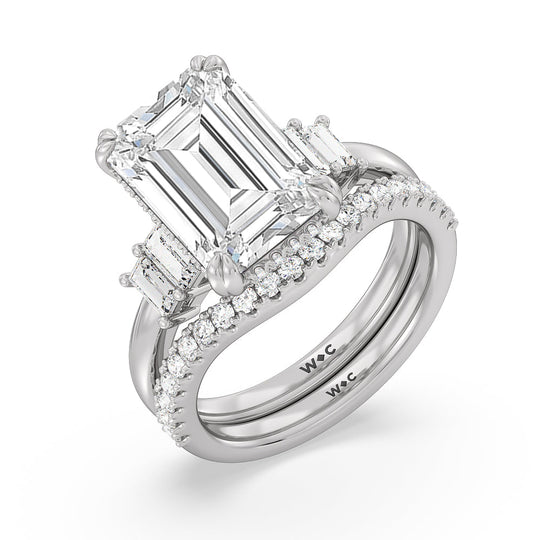 Oval Cut Elegance Emerald Cut Side Stone Engagement Ring with Lab Grown Diamond in 14KT Rose Gold view 4
