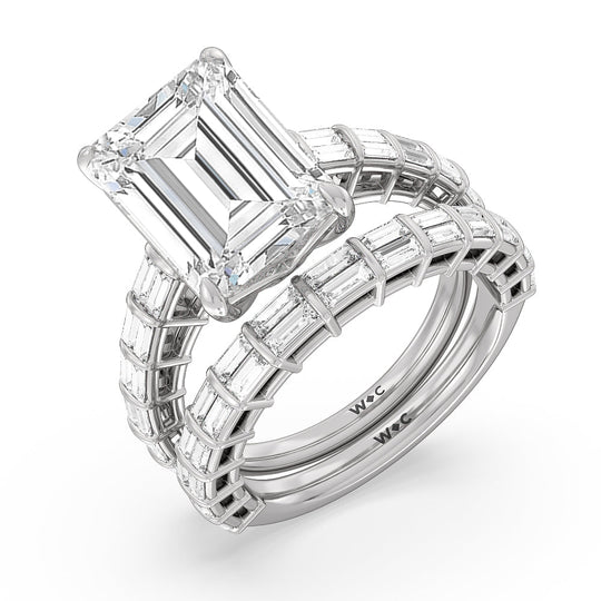 Princess Cut Elegance Two Row Baguette Studded Engagement Ring with Lab Grown Diamond in 14KT Rose Gold view 4
