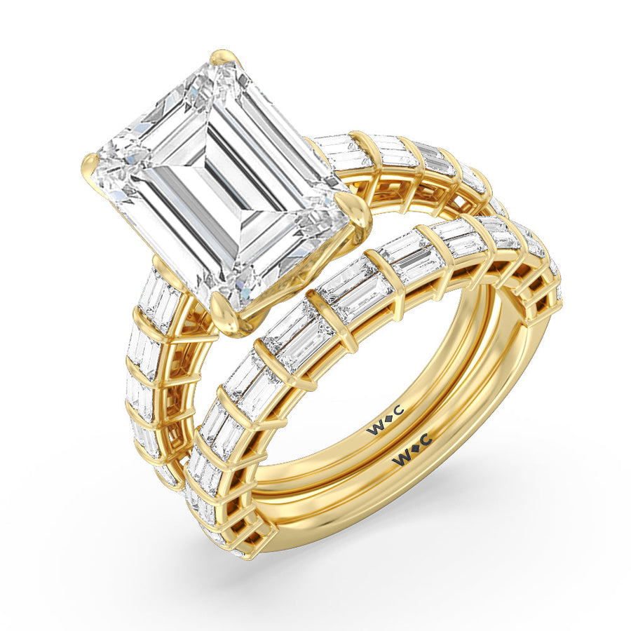Princess Cut Elegance Two Row Baguette Studded Engagement Ring with Lab Grown Diamond in 14KT Rose Gold view 5
