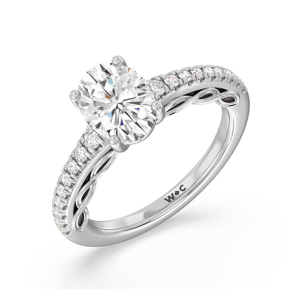 Galleria Braided Peekaboo Engagement Ring with Oval Cut Diamond in 14KT Platinum view 3
